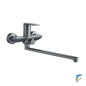 Смеситель для ванны HAIBA HB22505-3 длинный излив, латунь, оружейная сталь  (HB22505-3)