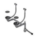 Арматура OMOIKIRI для двухчашевых моек с прямоугольными переливами, декоративными решетками и декоративными, вороненая сталь  — 