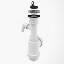 Сифон DN50/40 с носиком AlcaPlast A441P — Cифон для мойки с нержавеющей решёткой и подводкой Ø 70 мм 