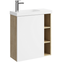 Тумба для комплекта Aqwella Alba 60 подвесная, левая дуб давос, белый — 