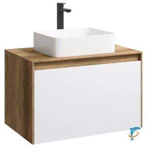 Тумба с раковиной Aqwella 5 Stars Mobi 80 подвесная, дуб балтийский, белый (раковина Олимпия 560) (MOB0108DB+MOB0708W+4640021064269)