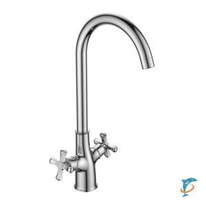 Смеситель DECOROOM DR52028 двуручный для кухни с высоким поворотным изливом (DR52028)