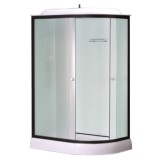 Душевая кабина Loranto 1180х780х2080 левосторонняя, белое заднее стекло, поддон 14 см, прозрачное стекло 4 мм, профиль черный (CS-876EBTM/W-120) &mdash; 