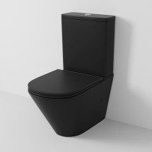 Унитаз напольный Grossman GR-4450BMSQ (605х380х825) безободковый, черный матовый с тонкой крышкой, микролифт, смыв торнадо &mdash; 