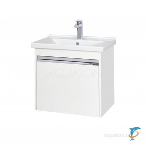 Тумба с раковиной Aquaton Капри 60 белая глянец (1A230101KP010 + Aquaton_1WH302421)