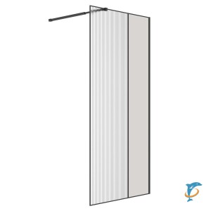 Душевая перегородка Niagara Nova NG-481-90FBLACK (90х200) черный матовый, стекло рифленое/тонированное  (NG-481-90FBLACK)