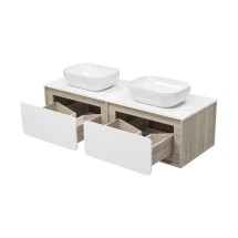 Тумба с раковиной Misty Дубль 150 подвесная — 