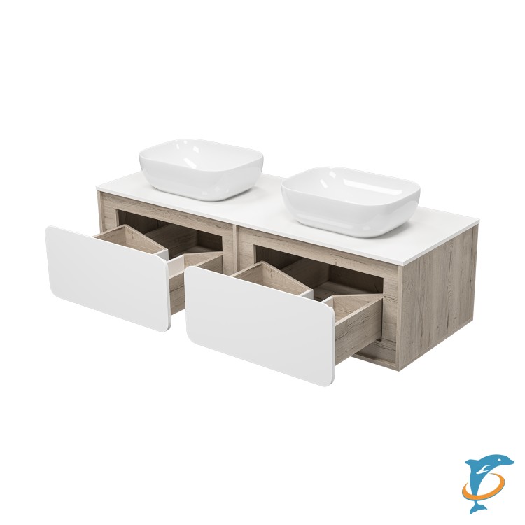 Тумба с раковиной Misty Дубль 150 подвесная купить с доставкой по ...