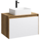 Тумба с раковиной Aqwella 5 Stars Mobi 80 подвесная, дуб балтийский, белый (раковина Триумф)  (MOB0108DB+MOB0708W+641266)
