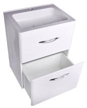 Тумба с раковиной El Fante Каре 60 Люкс PLUS напольная, белая, 2 ящика — 
