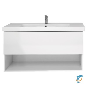 Тумба с раковиной Dreja PERFECTO 90 подвесная, белый глянец  (99.0808+641617)