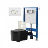 Инсталляция Point Элемент PN45120 + Клавиша Виктория бел/зол PN44061WG + Унитаз Веста чёрн мат &mdash; 
