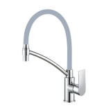 Смеситель для кухни HAIBA HB72505 гибкий излив, латунь, белый/хром — 