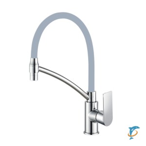 Смеситель для кухни HAIBA HB72505 гибкий излив, латунь, белый/хром  (HB72505)