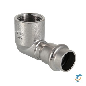 Пресс-угольник из нержавеющей стали VALTEC 28 мм х 3/4" с внутренней резьбой  (VTi.952.I.002805)