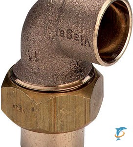 Угловое разъёмное соединение Viega d28-1" с переходом на внутреннею резьбу под пайку, с коническим уплотнением, бронза, модель 94096G  (122295)