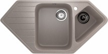 Угловая двухсекционная мойка с отверстием под смеситель ULGRAN U-409 песочный — 
