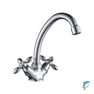 Смеситель DECOROOM DR53012 двуручный  для умывальника с поворотным изливом  (DR53012)