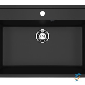 Односекционная мойка с отверстием под смеситель ULGRAN U-600 ультра-черный  (U-600-344)