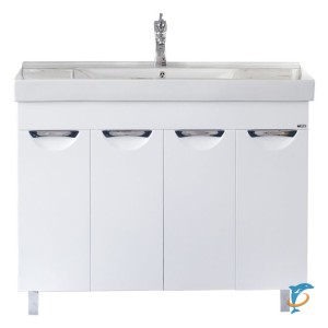 Тумба с раковиной Misty София 100 прямая белая эмаль  (П-Соф01100-011Пр + Р-Мис14100)