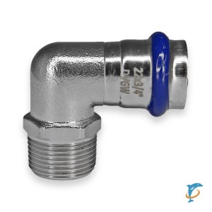 Уголок 90° для нержавеющей трубы Millennium 28х3/4 НР  (UPNM2834)