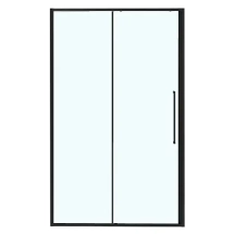 Душевая дверь Azario SHANGHAI раздвижная 100х195, толщина полотна 6мм универсальная, цвет профиля черный матовый — Вид установки  в нишу, напольный.
                            