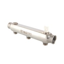 Коллектор из нержавеющей стали с межосевым расстоянием выходов 100 мм VALTEC 1&quot;, 2 x 1/2&quot; — 