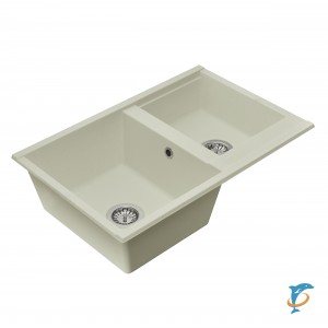 Мойка для кухни из литого мрамора Aquaton Делия 78 DBL 2 чаши жемчуг 1A723132DE240  (1A723132DE240)