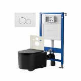 Инсталляция Point Элемент PN45120 + Клавиша Виктория бел/хром PN44061WC + Унитаз Веста чёрн мат — 