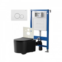 Инсталляция Point Элемент PN45120 + Клавиша Виктория бел/хром PN44061WC + Унитаз Веста чёрн мат — 