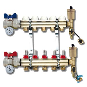 Коллекторная группа 1" на 4 выхода с расходомерами Tiemme серии 3871   (3870005)