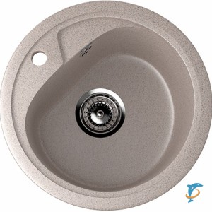Круглая мойка с отверстием под смеситель ULGRAN U-500 песочный  (U-500-302)