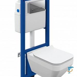 Комплект Cersanit CREA SQUARE CO DPL EO slim инсталляция LINK PRO кнопка TWINS пласт. хром глянцевый (64443)