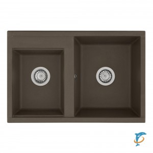 Мойка для кухни из литого мрамора Aquaton Делия 78 DBL 2 чаши кофе 1A723132DE280  (1A723132DE280)