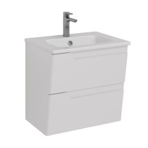 Тумба Lemark MIANO 60 см под 1 раковину, подвесная, 2 ящика, цвет корпуса, фасада: Белый глянец — 