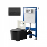 Инсталляция Point Элемент PN45120 + Клавиша Виктория черн/хром PN44061BC +Унитаз Веста чёрн мат — 