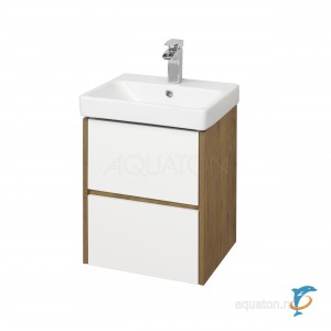 Тумба с раковиной Aquaton Сканди 45 белая, дуб рустикальный (1A251601SDZ90 + Aquaton_1WH501630)
