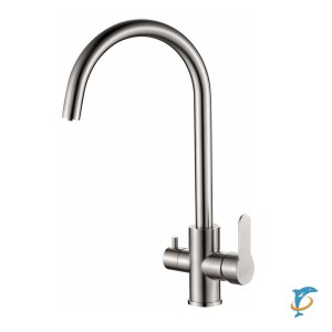 Смеситель для кухни HAIBA HB76801 с подключением фильтра, нержавеющая сталь  (HB76801)