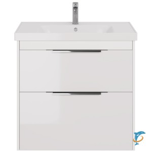 Тумба с раковиной Dreja PRIME 90 подвесная/напольная, белый глянец  (99.9302+641617)