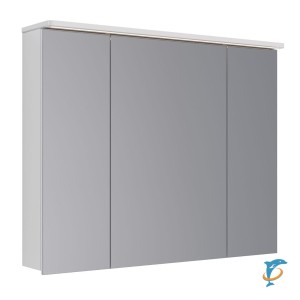 Шкаф зеркальный Lemark ZENON 90х80см 3-х дв, с козырьком-подсветкой, с розеткой, Белый глянец  (LM90ZS-Z)