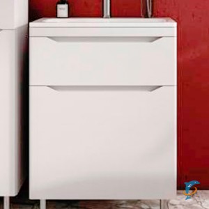 Тумба с раковиной Style Line Марелла 60 напольная, белая, антискрейтч матовый (СС-00002395+СС-00002367)