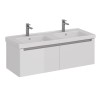 Тумба Lemark BUNO MINI 125 см под 2 раковины, подвесная, 2 ящика, цвет корпуса, фасада: Белый глянец &mdash; 
