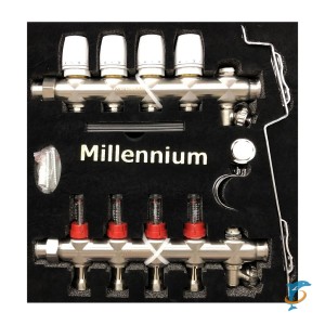 Коллекторная группа Millennium 1'' с расходомерами для теплого пола на 4 выхода (KGTP1104)