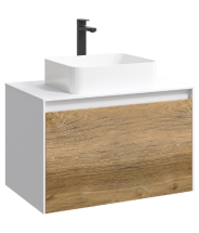 Тумба с раковиной Aqwella 5 Stars Mobi 80 подвесная белый/дуб балтийский (раковина Джой) — 