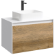 Тумба с раковиной Aqwella 5 Stars Mobi 80 подвесная белый/дуб балтийский (раковина Джой)  (MOB0108W+MOB0708DB+641945)