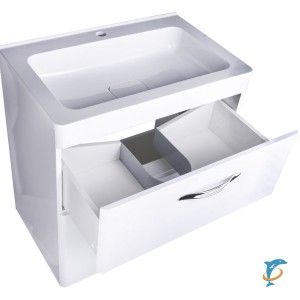 Тумба с раковиной El Fante Каре 70 Люкс PLUS напольная, белая, 2 ящика (СС-00002266+СС-00002262)