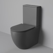 Унитаз напольный Grossman GR-4494GMSQ (640х360х835) безободковый, серый матовый с тонкой крышкой, микролифт, смыв торнадо &mdash; 