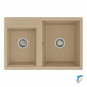 Мойка для кухни из литого мрамора Aquaton Делия 78 DBL 2 чаши песочный 1A723132DE220  (1A723132DE220)