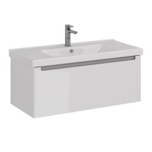 Тумба Lemark BUNO MINI 100 см под 1 раковину, подвесная,1 ящик, цвет корпуса, фасада: Белый глянец — 