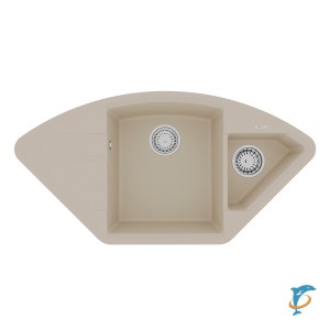 Мойка кухонная Lemark IRKANA 980 угловая с доп. чашей из кварцгранита  (9910044)